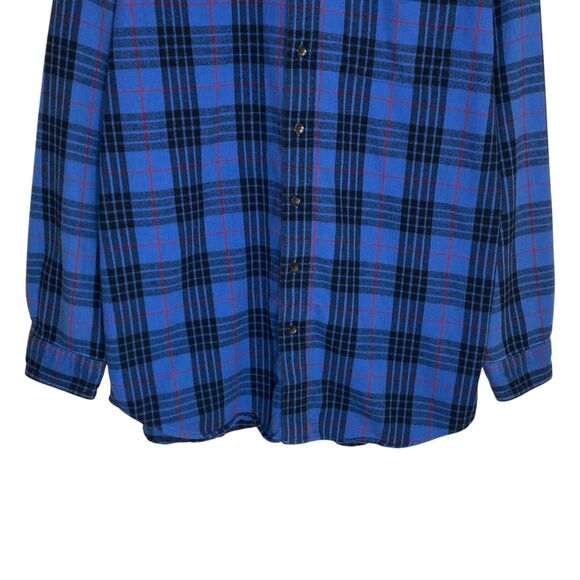 Vtg LL Bean Flannel Shirt Mens L Tall Blue Plaid Button Down Work Hiking Outdoor - Picture 7 of 11